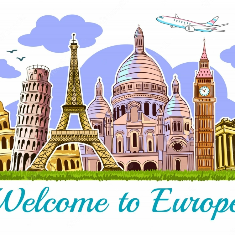 Europe buildings travel illustration card 1284 35665